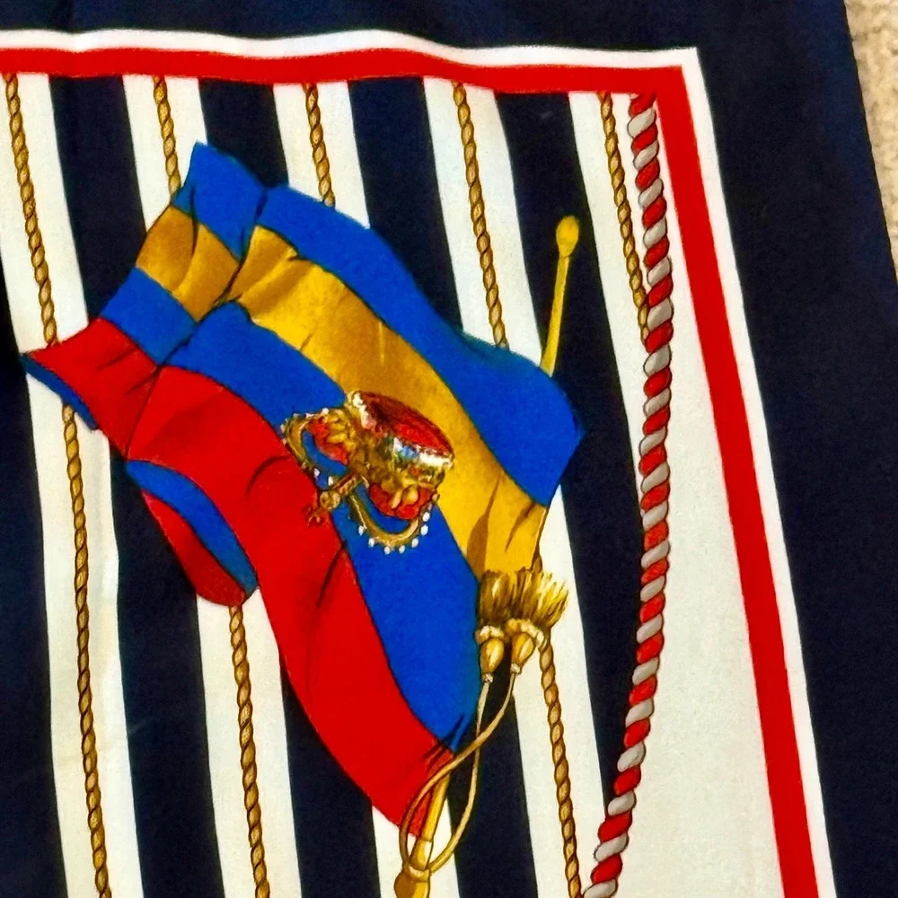 Nautical Sea Queen Scarf Sailing Ship Anchor Rope Navy Blue Women‎ Accessories